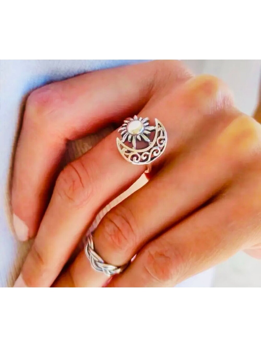 New - Vintage Style Moon and Sun Ring - Size 7 or 8